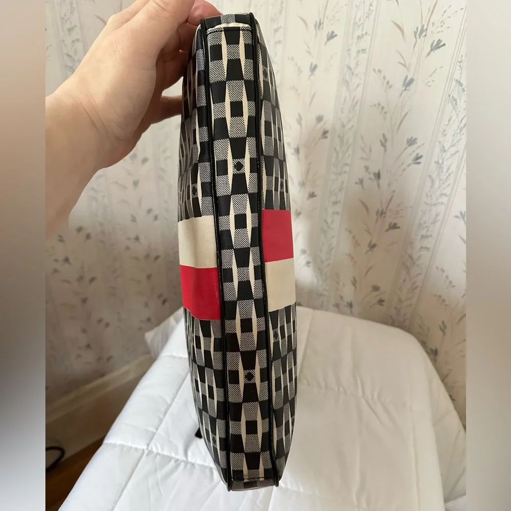 Kate Spade Checkered Laptop Bag with Red Storybook Lining